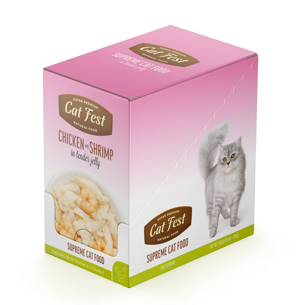 Cat Fest Chicken & Shrimp in Jelly – 70g Gourmet Cat Wet Food