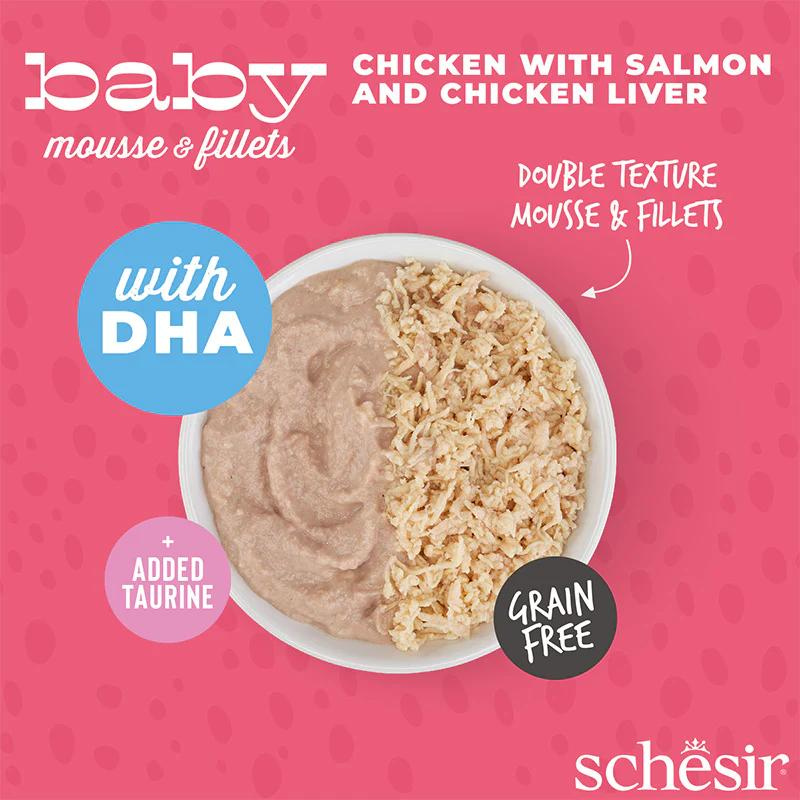 Schesir Baby Cat Mousse & Fillet Multipack Chicken, Salmon & Liver 165G