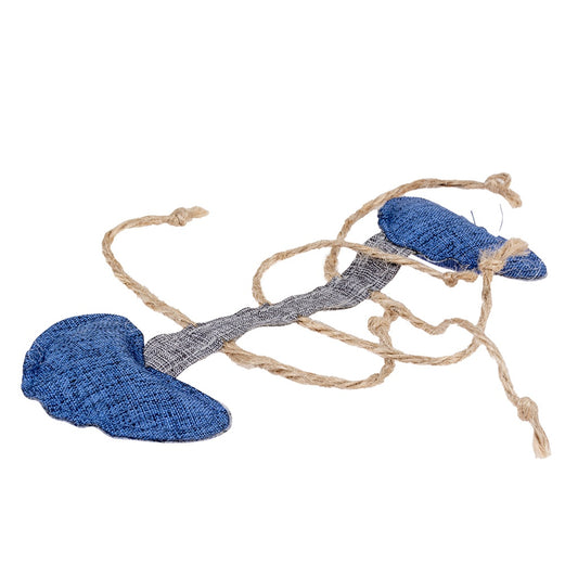 Duvo+ Eco Navy Catnip Fish Bone Toy – 14.5cm Multicolour