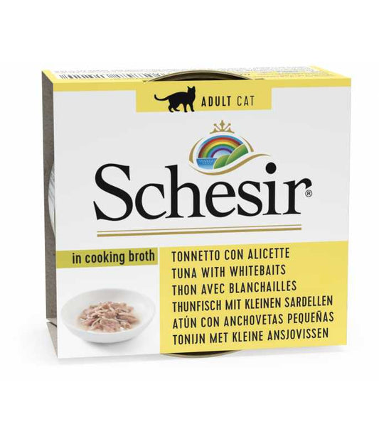 Schesir Broth Cat Can Tuna with Whitebait Wet food 70G