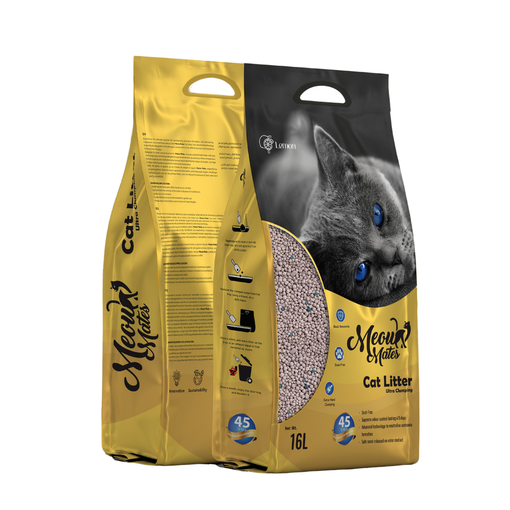 Meow Mates Bentonite Cat Litter – Lemon Scent (16L / 10kg)