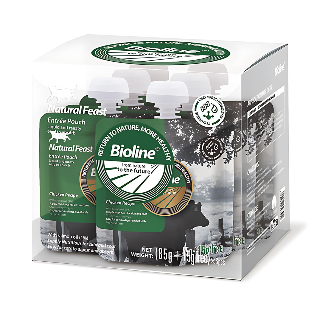 Bioline Natural Feast Chicken Pouch 85g + 15g Premium Cat Food