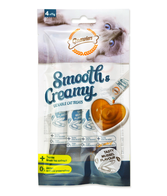 Gnawlers Smooth & Creamy Cat Treats – Mussel Flavor (4x15g)