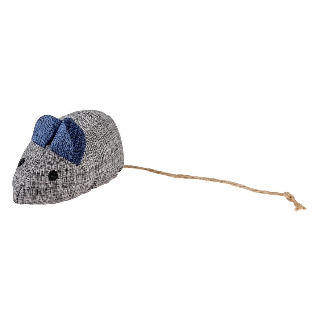 Duvo+ Eco Navy Catnip Mouse Toy – 8.5cm Blue/Grey