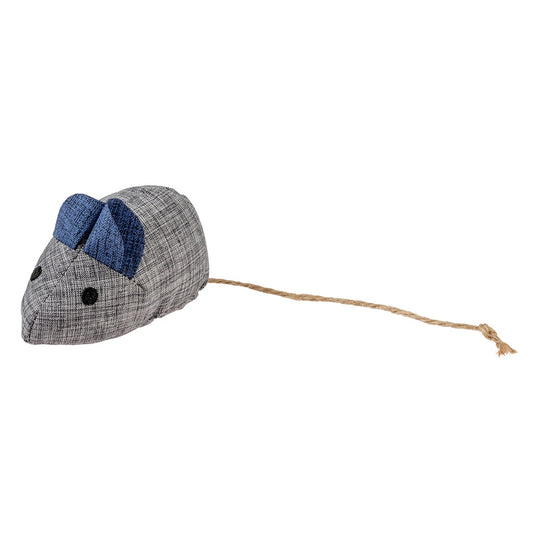 Duvo+ Eco Navy Catnip Mouse Toy – 8.5cm Blue/Grey