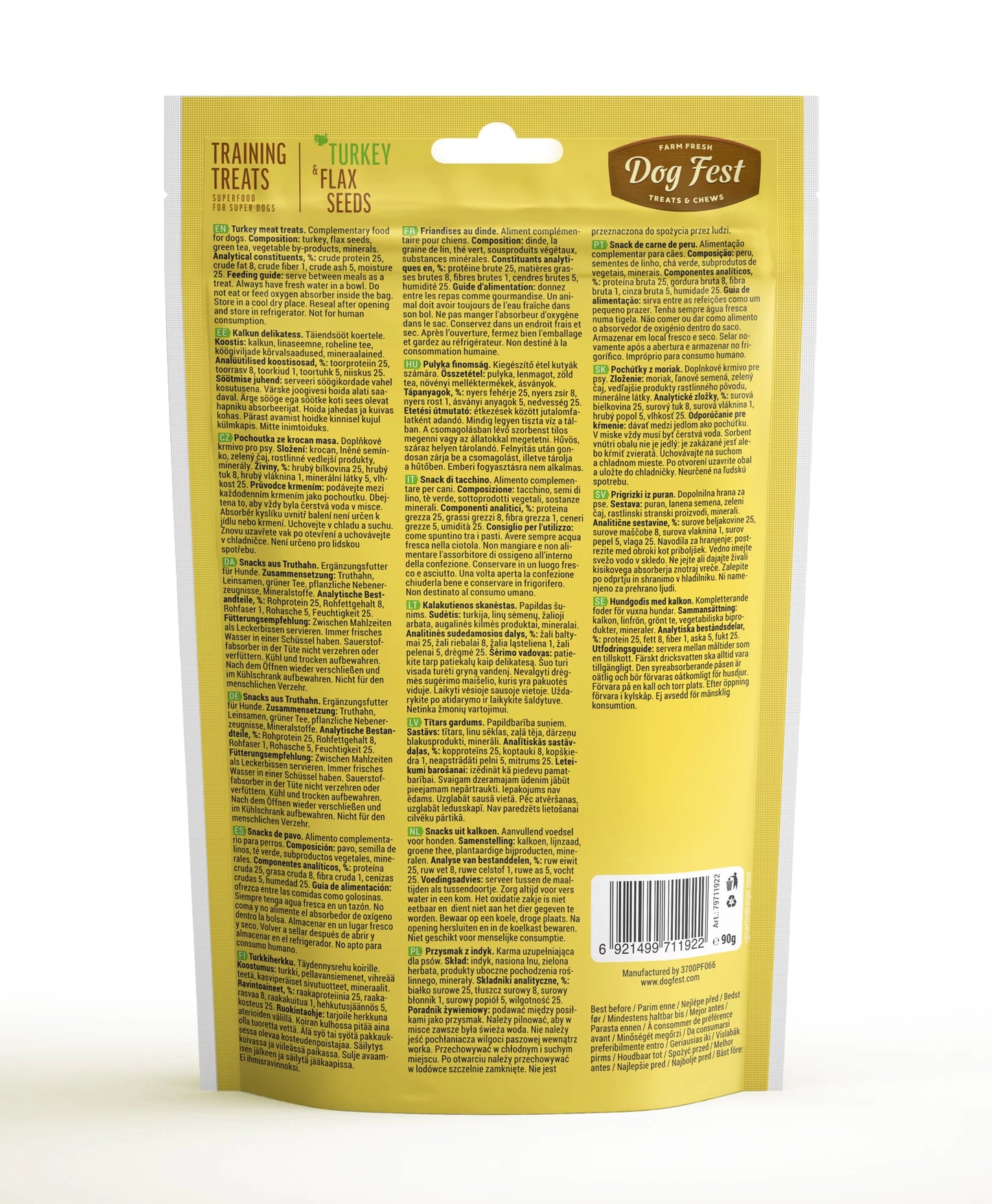 Dog Fest Training Treats Turkey & Flax Seeds – 90g