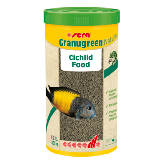 Sera Granugreen Nature 1000ML – Spirulina Granules for Cichlids