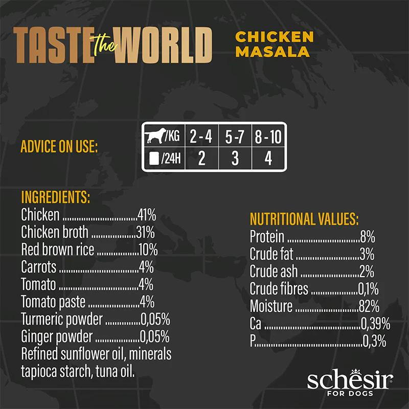 Schesir Dog Wet Food Taste the World Chicken Masala 150G