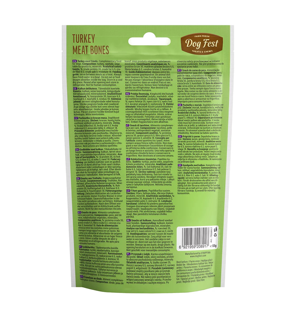 Dog Fest Turkey Meat Bones for Small Breeds – 55g