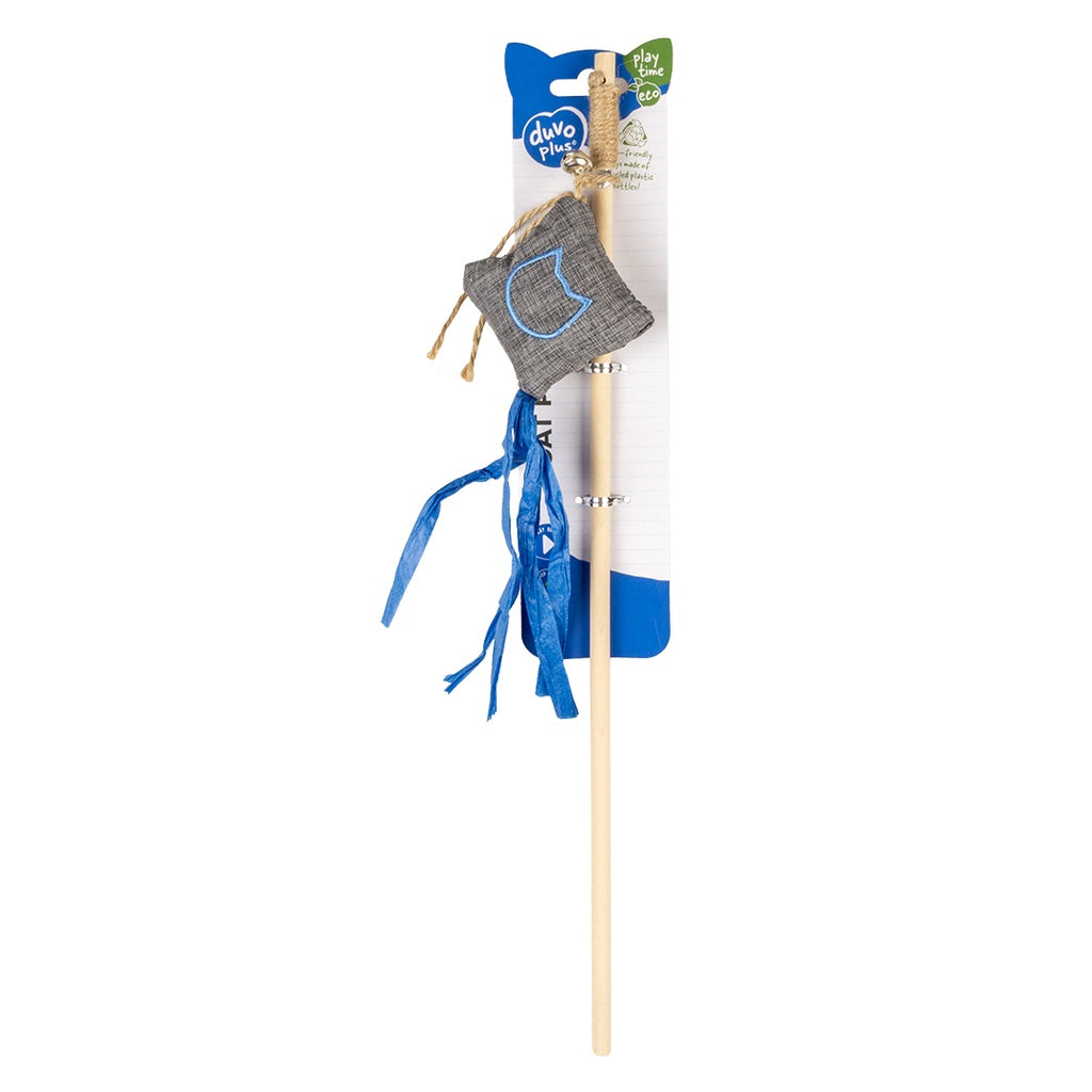 Duvo+ Eco Navy Catnip Rod Toy with Kite – 40cm Multicolour