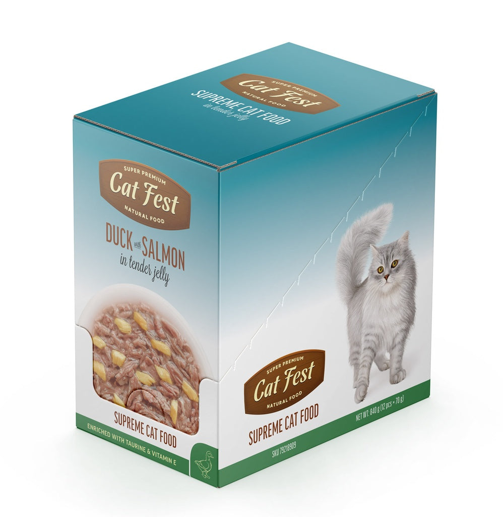Cat Fest Duck & Salmon in Jelly – 70g Gourmet Wet Cat Food