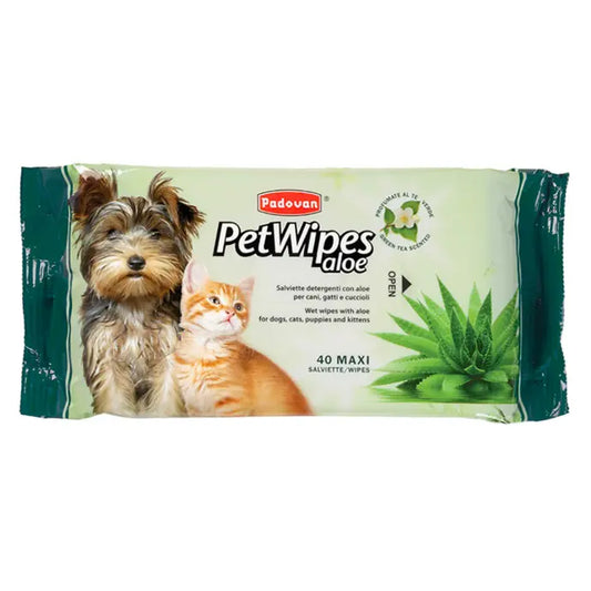 Padovan Aloe Pet Wipes – 40pcs Gentle Cleaning for Dogs & Cats