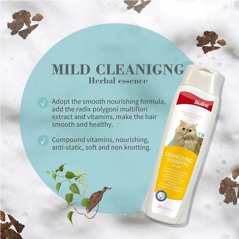 Bioline Deshedding Shampoo for Cats 200ml Gentle Fur Care
