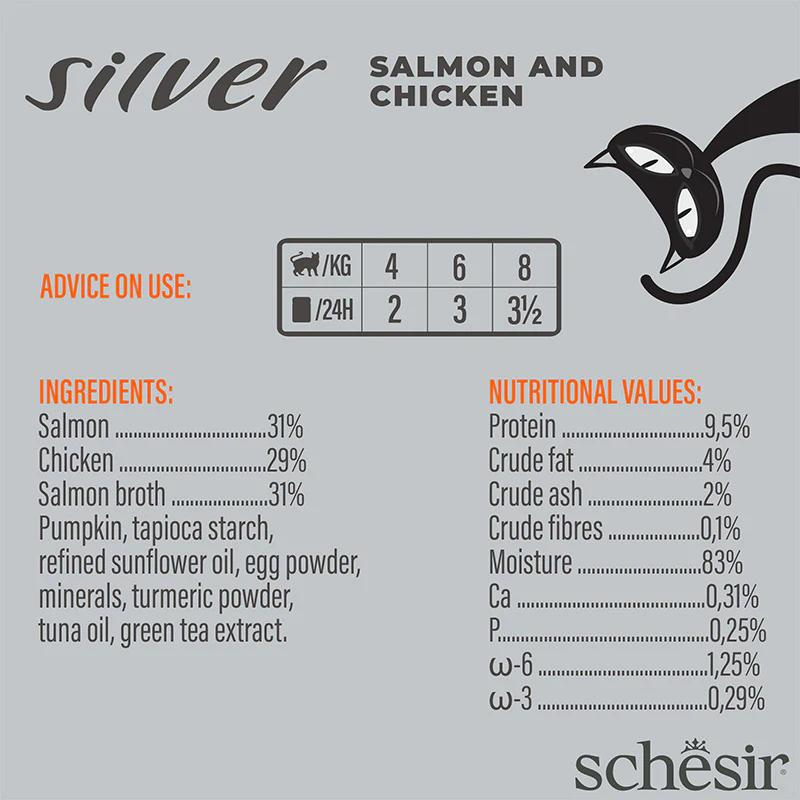 Schesir Silver Senior Cat Mousse Salmon & Chicken 80G