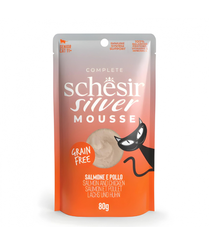 Schesir Silver Senior Cat Mousse Salmon & Chicken 80G