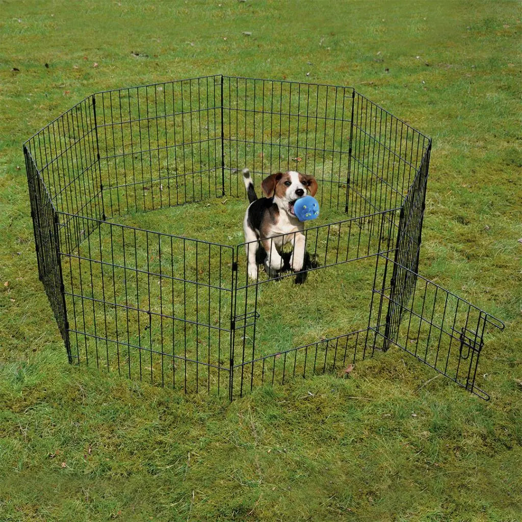 Duvo+ Puppy Run with Door, Net & Hooks – Black, 60 x 60cm Exercise Pen