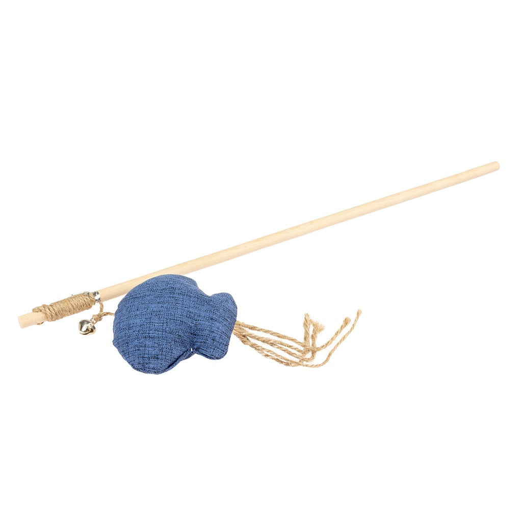 Duvo+ Eco Navy Catnip Rod Toy Octopus – 40cm Multicolour