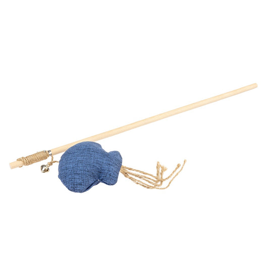 Duvo+ Eco Navy Catnip Rod Toy Octopus – 40cm Multicolour
