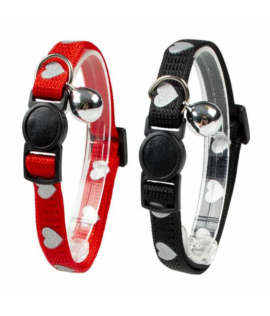 Duvo+ Reflective Hearts Cat Collar 20–30cm x 10mm – Mixed Colors