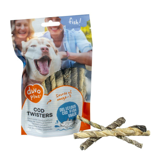 Duvo+ Cod Twisters for Dogs – 21pcs, 100g Protein Treats