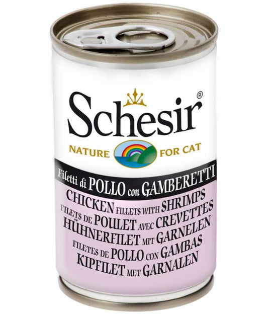 Schesir Cat Can Chicken with Shrimps Wet food 140G