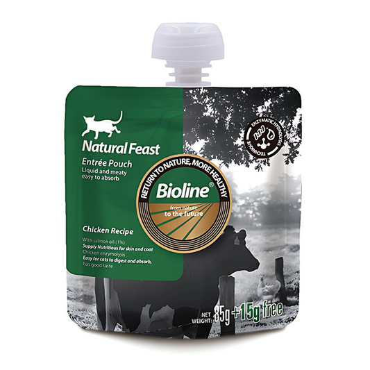 Bioline Natural Feast Chicken Pouch 85g + 15g Premium Cat Food