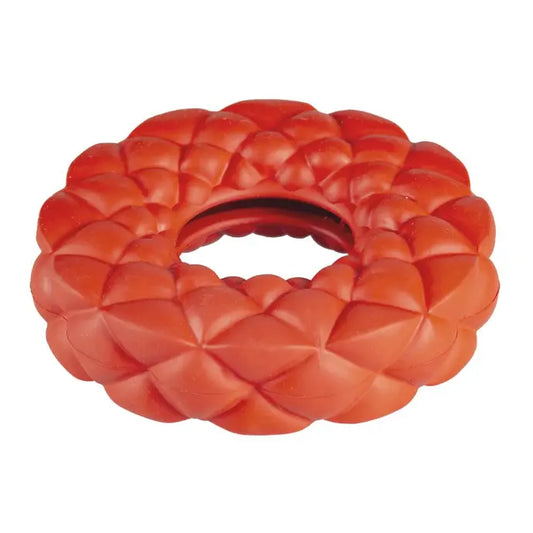Duvo+ Rubber Bubble Ring Dispenser Dog Toy – 11x11x3.3cm, Red