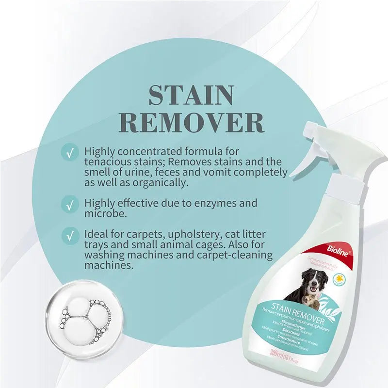 Bioline Dog & Cat Stain Remover Spray 300ml Upholstery & Carpet Cleaner