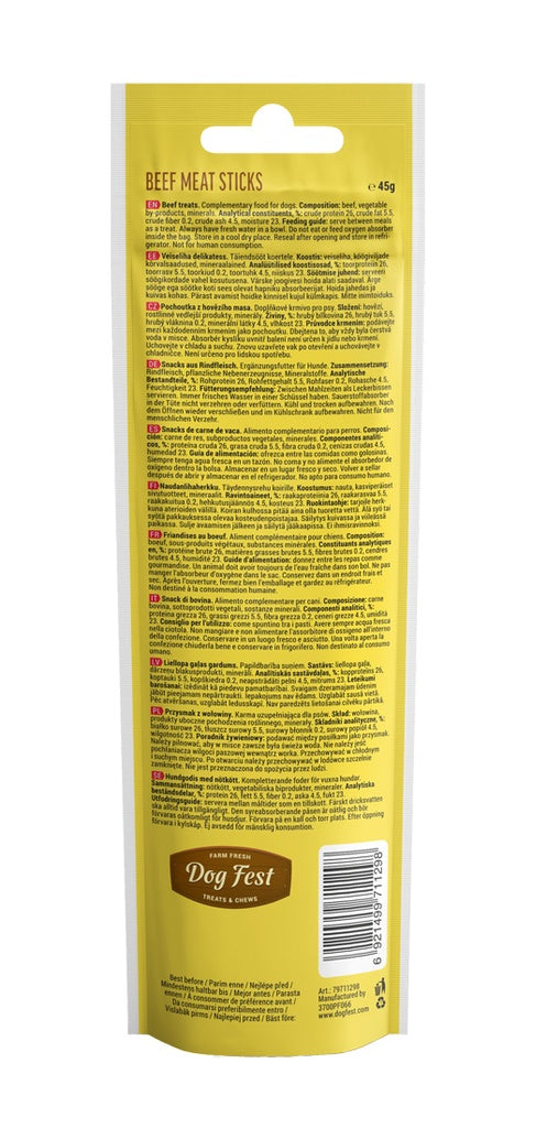Dog Fest Beef Meat Sticks for Adult Dogs - 45g (1.59 oz)