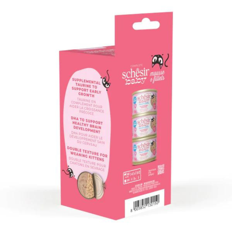 Schesir Baby Cat Mousse & Fillet Multipack Chicken, Salmon & Liver 165G