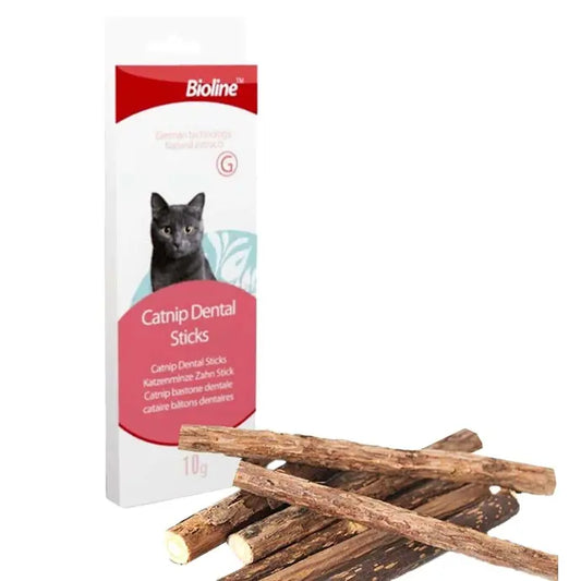 Bioline Catnip Dental Sticks 10g  Natural Teeth Cleaner for Cats