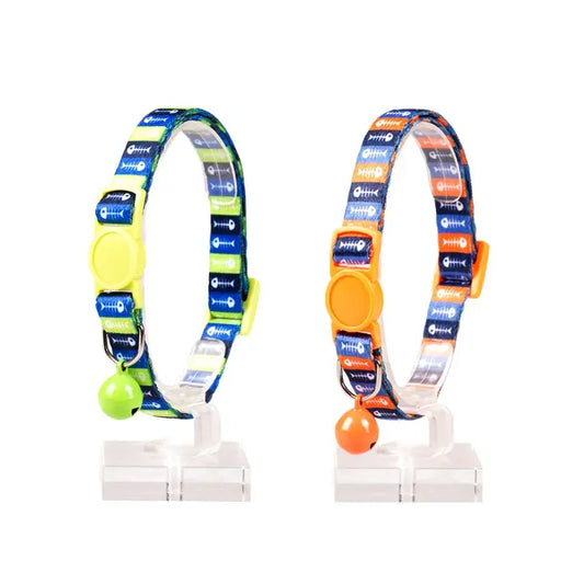 Duvo+ Cat Collar – Fish Bones 1 Pattern – Nylon – Mixed Colors – 20–30 cm x 10 mm