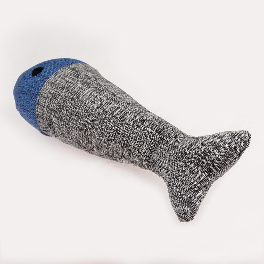 Duvo+ Eco Navy Catnip Fish Toy – 13.5cm Blue/Grey
