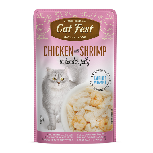 Cat Fest Chicken & Shrimp in Jelly – 70g Gourmet Cat Wet Food