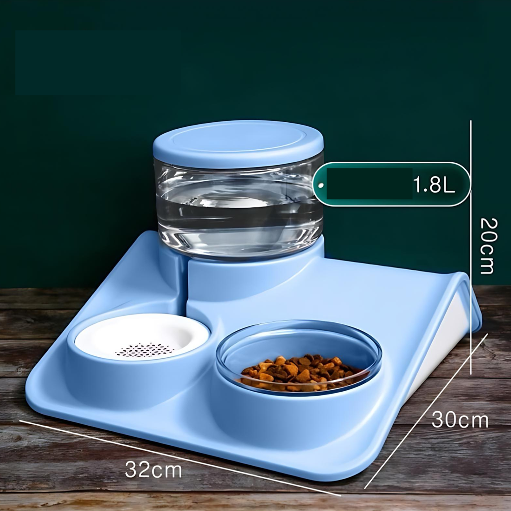 Pado Glossy Food & Water Dispenser ‚Grey 1800ml Pet Bowl