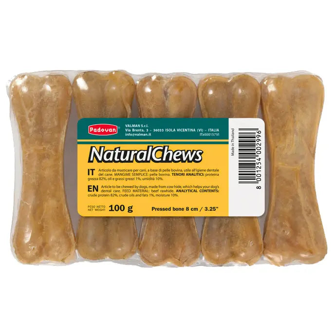 Padovan Natural Chews Bone – 8cm, 100g, 5-Pack