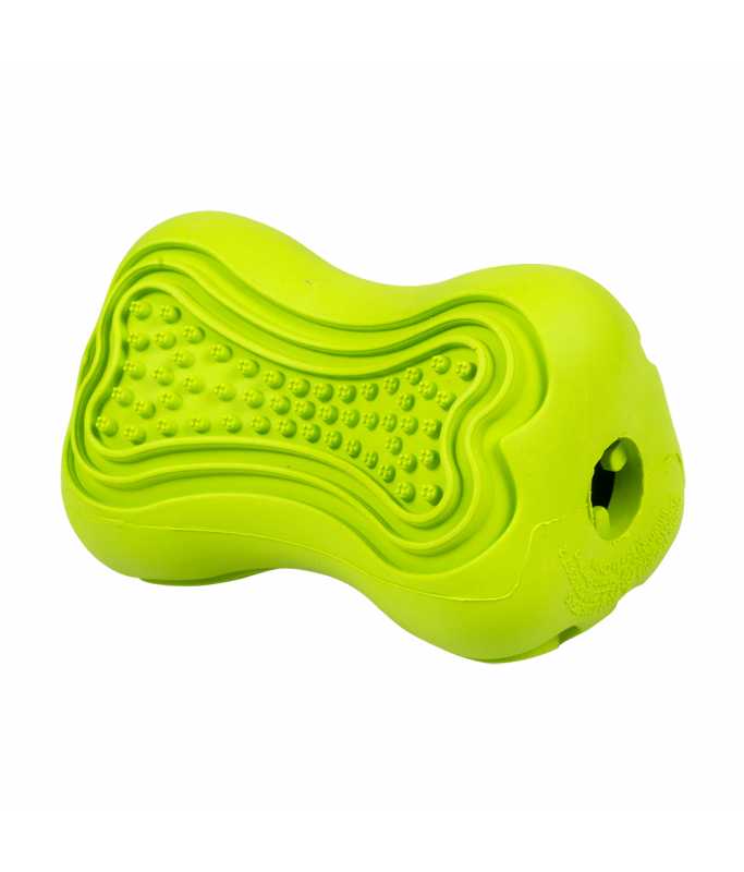 Duvo+ Rubber Dental Bone Dog Dispenser Toy – 8x5.5x5.5cm, Green