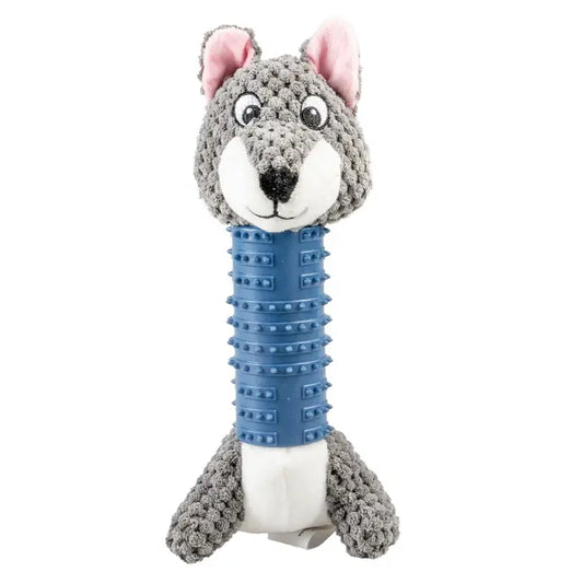 Duvo+ Plush & Rubber Wolf Treat Dispenser Toy – Multicolor