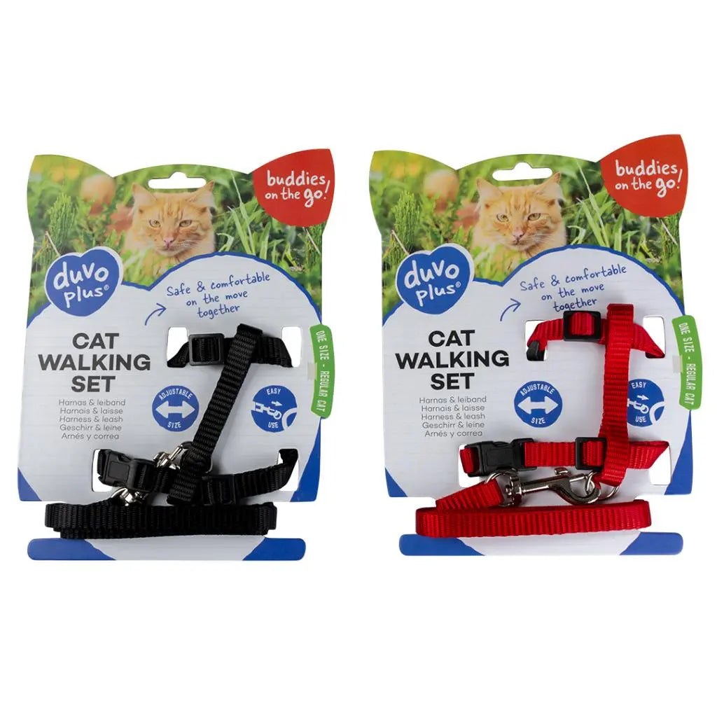 Duvo+ Cat Walking Set – Uni – Mixed Colors – 20–35 cm x 10 mm – Leash: 125 cm