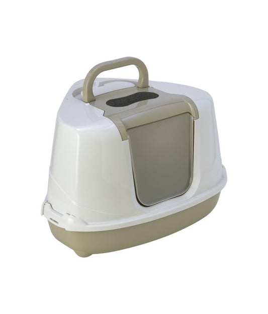 Moderna Flip Corner Litter Box (C250) – Grey – Enclosed Corner Cat Toilet with Swing Door