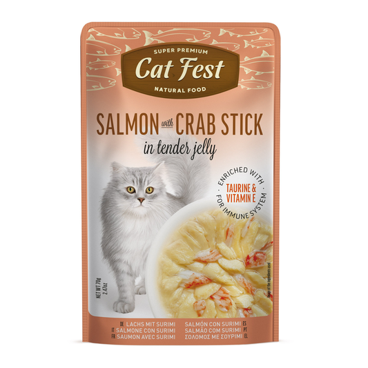 Cat Fest Salmon & Crab Stick in Jelly – 70g Tender Cat Meal