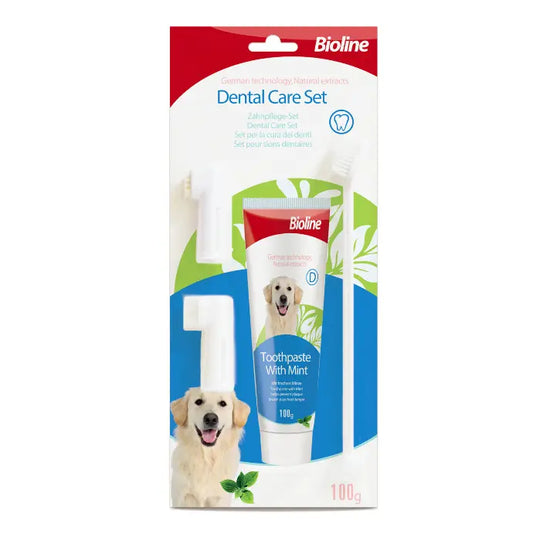 Bioline Dental Care Set 100g  Mint Flavor Toothpaste for Pets