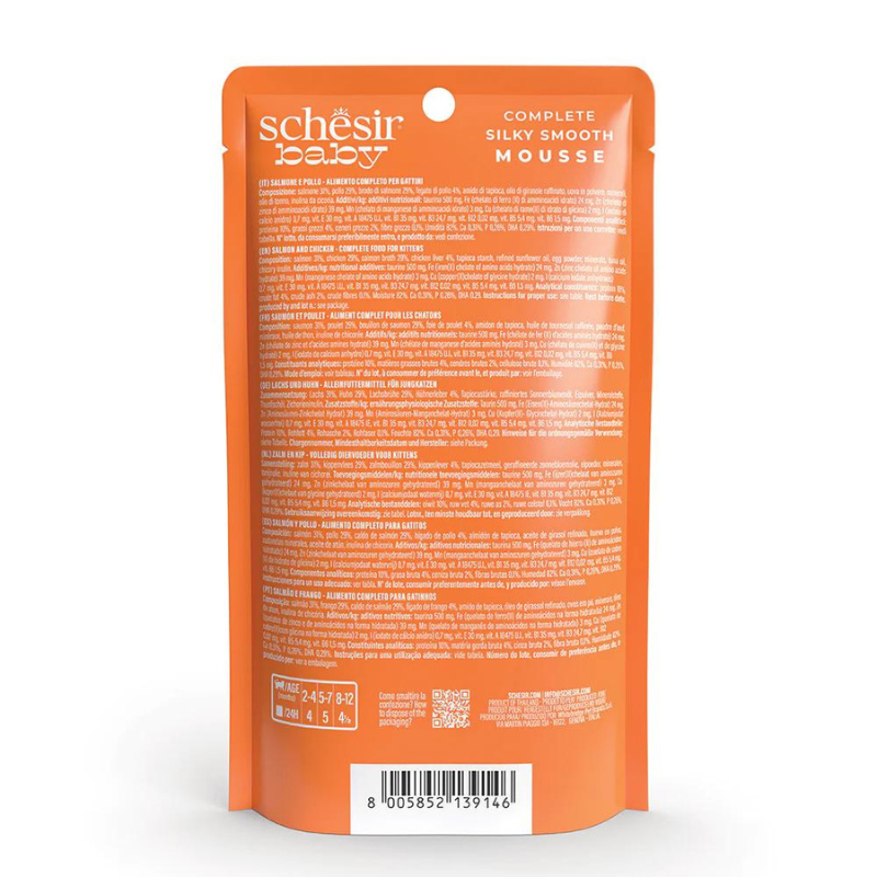 Schesir Baby Kitten Mousse Chicken & Salmon Wet food 70G