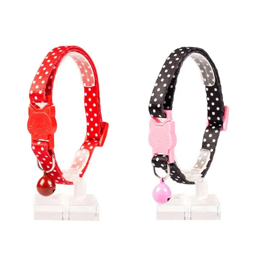 Duvo+ Cat Collar – White Dots Pattern – Nylon – Mixed Colors – 20–30 cm x 10 mm
