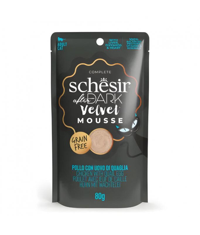 Schesir Velvet Mousse Chicken & Quail Egg Wet Cat food 80G