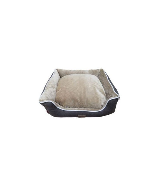 Catry Velvet Pet Cushion – 50x40x14cm Black & Beige Bed