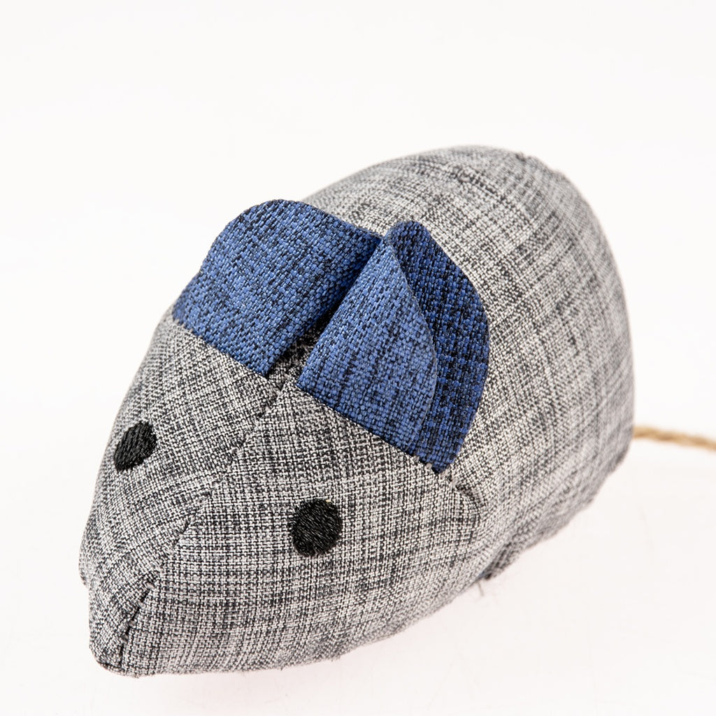 Duvo+ Eco Navy Catnip Mouse Toy – 8.5cm Blue/Grey