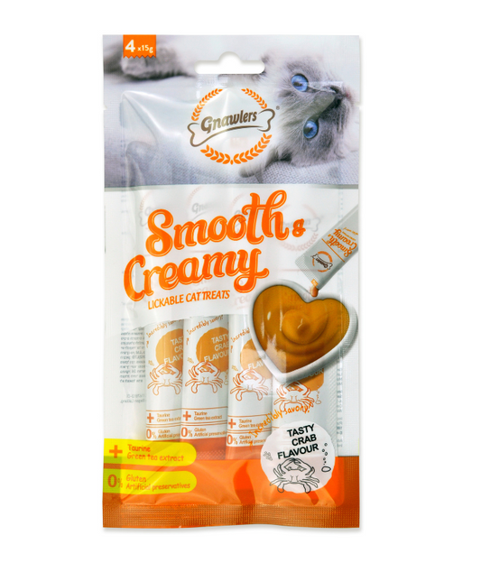 Gnawlers Smooth & Creamy Cat Treats – Crab Flavor (4x15g)