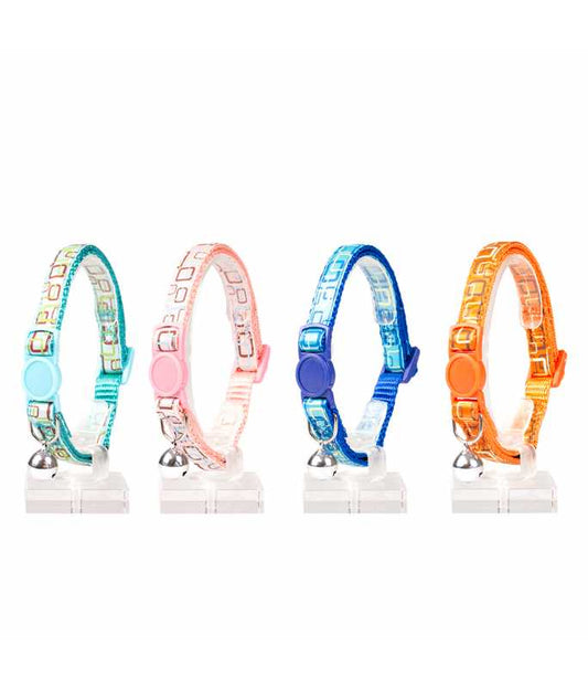 Duvo+ Retro Squares Nylon Cat Collar 20–30cm x 10mm – Mixed Colors