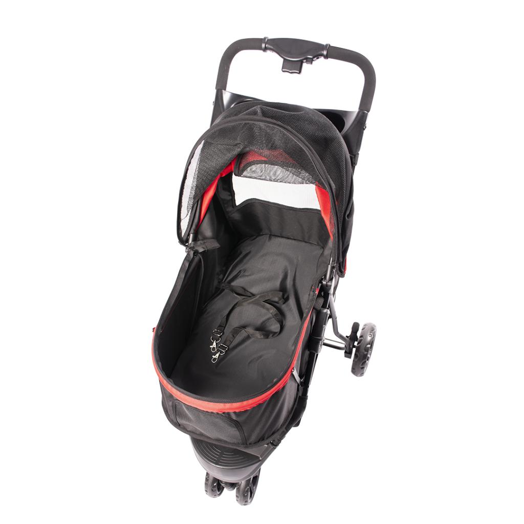 Duvo+ Pet Buggy 3-Wheeler – 79x55x99cm, Max 15kg, Black/Red